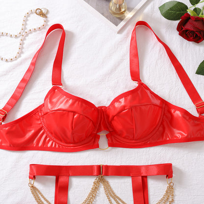 Scarlet Dominion Chain Harness Lingerie Set (Black & Red)