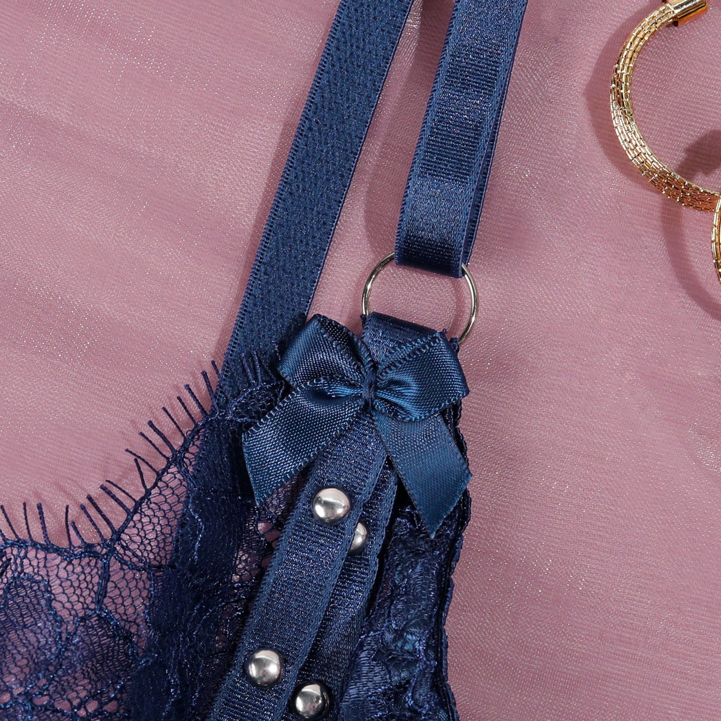 Midnight Reverie Embellished Lingerie Set