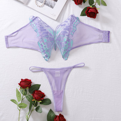 Butterfly Kiss Lingerie Set (Lavender & Rose Red)