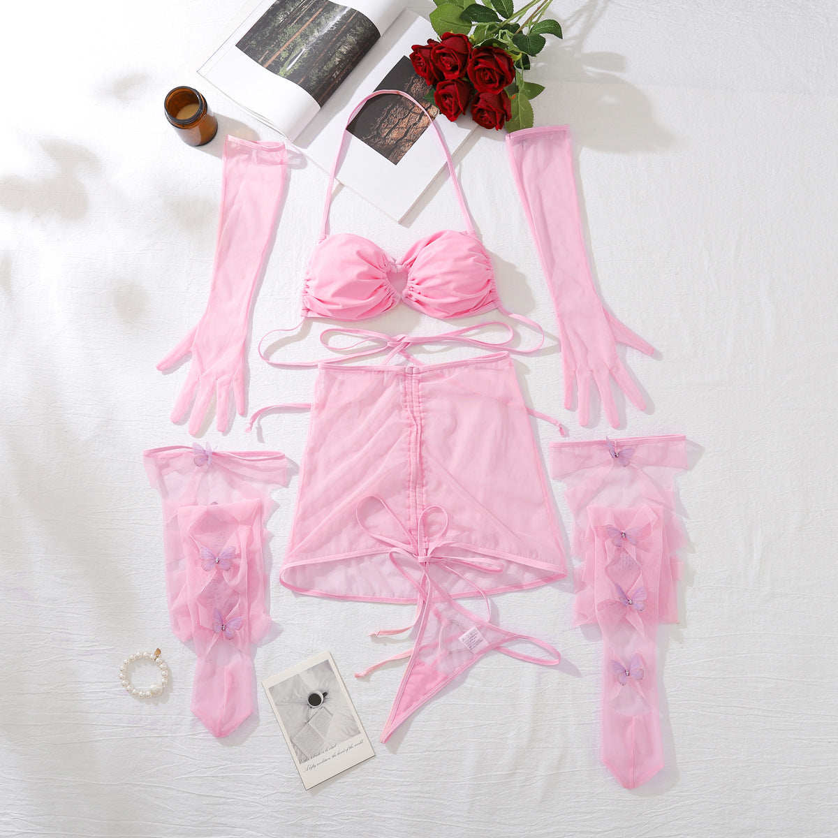 Fairy Kiss Lingerie Set with Gloves & Butterfly Garters