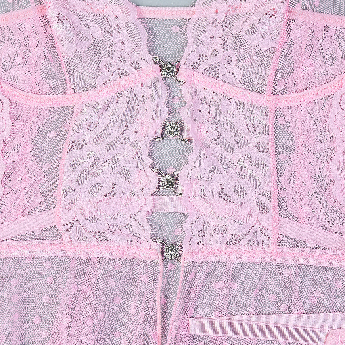 Conjunto de vestido de encaje lunar (morado y rosa)