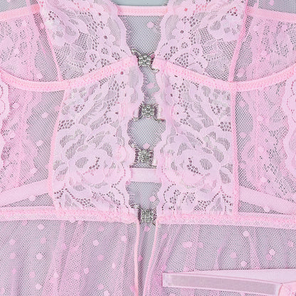 Conjunto de vestido de encaje lunar (morado y rosa)