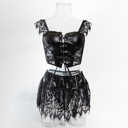 Schwarzes Dominion-Bustier-Set