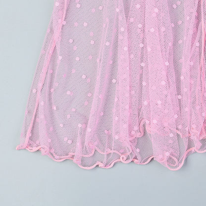 Conjunto de vestido de encaje lunar (morado y rosa)