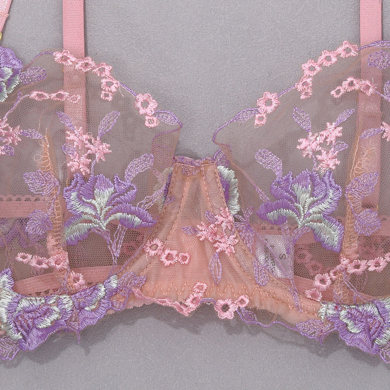 Rose Reverie Embroidered Lingerie Set