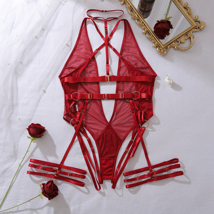 Scarlet Obsession Strappy Harness Bodysuit Set