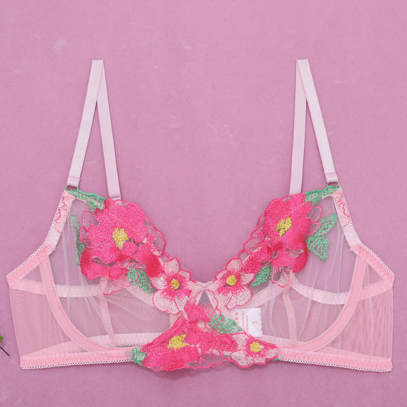 Camellia Petal Flora Embroidered Lingerie Set