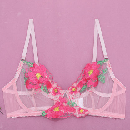 Camellia Petal Flora Embroidered Lingerie Set