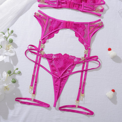 Velvet Orchid Embroidered Lingerie Set