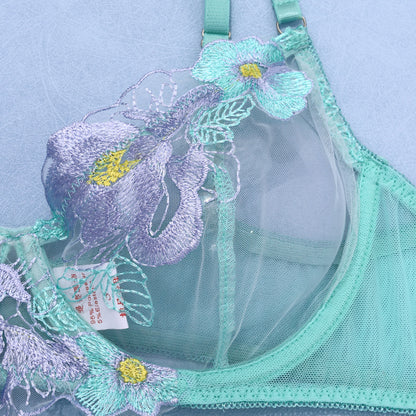 Opaline Mint Floral Embroidered Lingerie Set