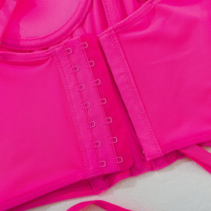 Electric Desire Hot Pink Rhinestone Strap Bustier Set
