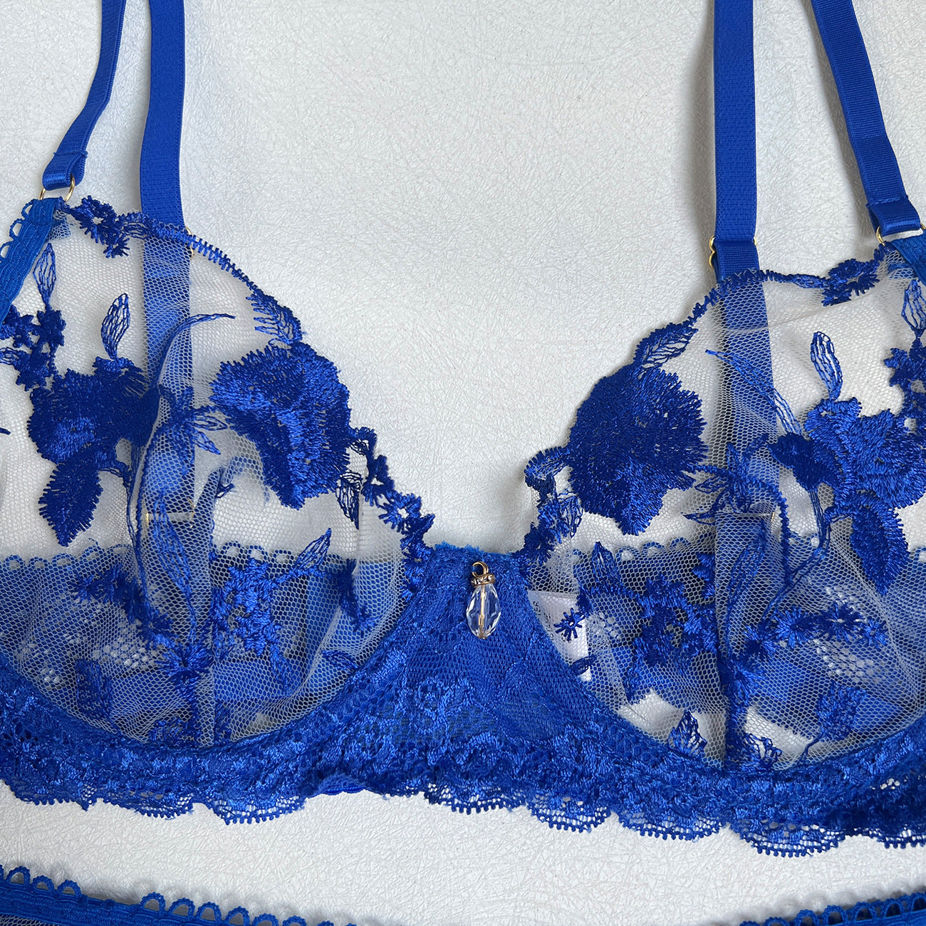 Midnight Fleur Sapphire Embroidered Lingerie Set