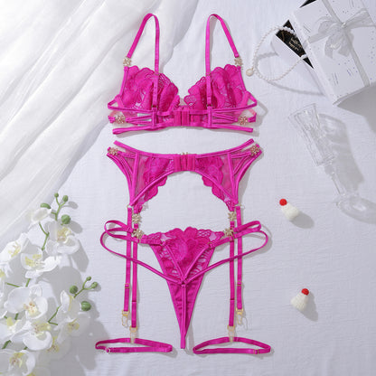 Velvet Orchid Embroidered Lingerie Set
