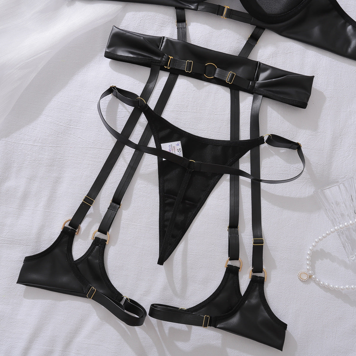 Obsidian Reign Faux Leather Lingerie Set