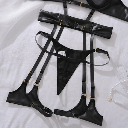 Obsidian Reign Faux Leather Lingerie Set