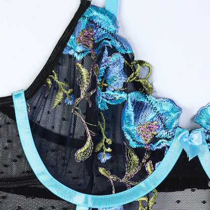 Sapphire Dusk Embroidered Bustier Set