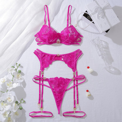 Velvet Orchid Embroidered Lingerie Set
