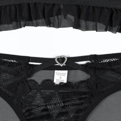 Black Rosette Bustier Set