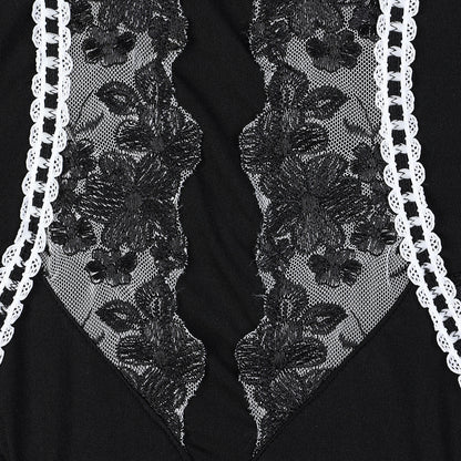 Velvet Eclipse Embroidered Lace Bodysuit