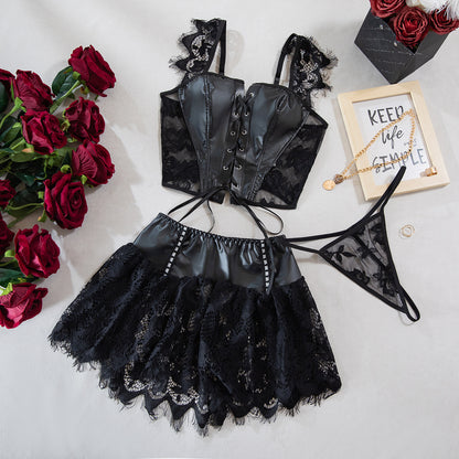 Schwarzes Dominion-Bustier-Set