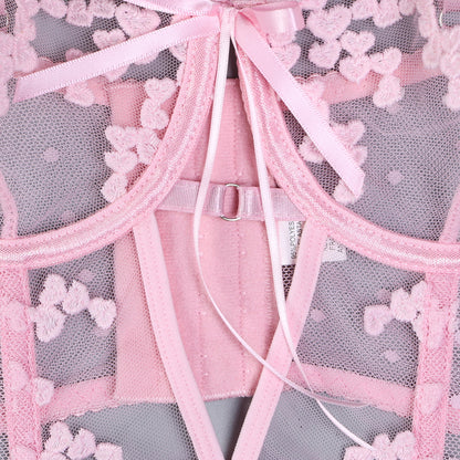 Conjunto de corpiño bordado con flor de cerezo