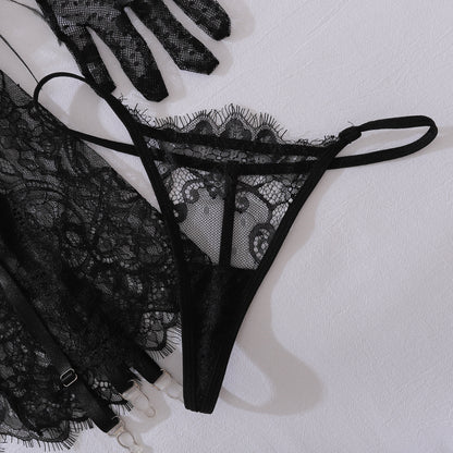 Enchanted Grace Feather & Lace Lingerie Set