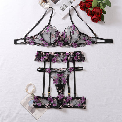 Moonflower Bloom Embroidered Lingerie Set