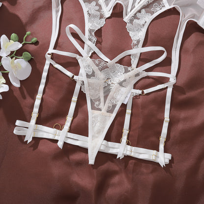 Floral Enigma Embroidered Strappy Bustier Set