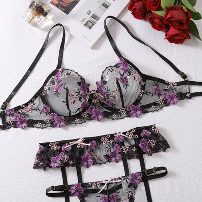 Moonflower Bloom Embroidered Lingerie Set