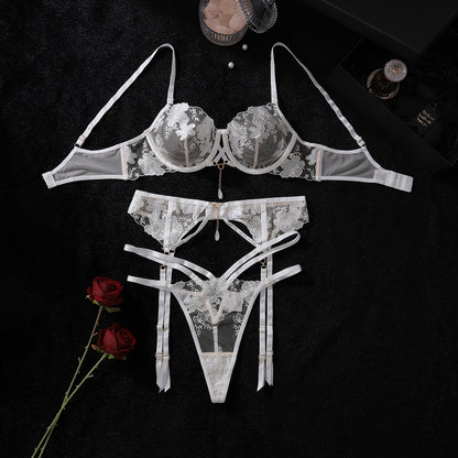 Gilded Petal Lingerie Set (White & Radiant Orange)
