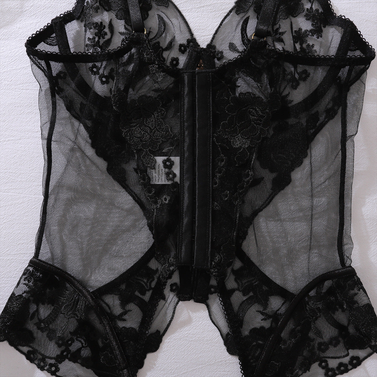 Scarlet Seduction Floral Burlesque Bustier Set (Red & Black)