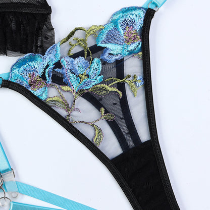 Sapphire Dusk Embroidered Bustier Set