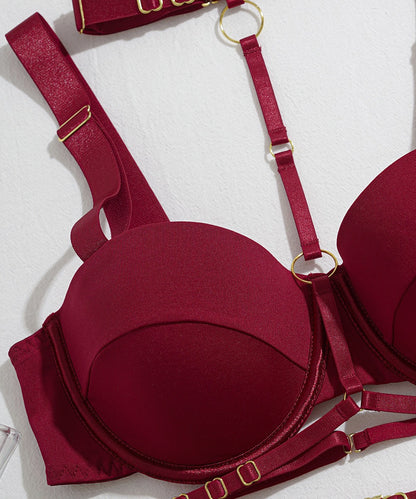 Crimson Desire Strappy Lingerie Set