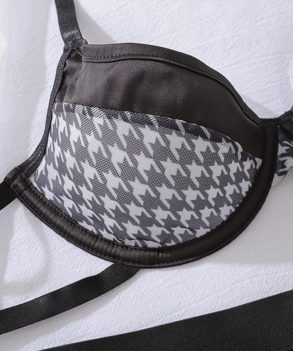 Midnight Muse Houndstooth Lingerie Set