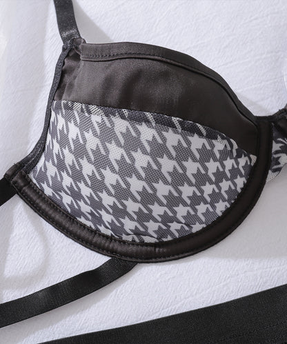 Midnight Muse Houndstooth Lingerie Set