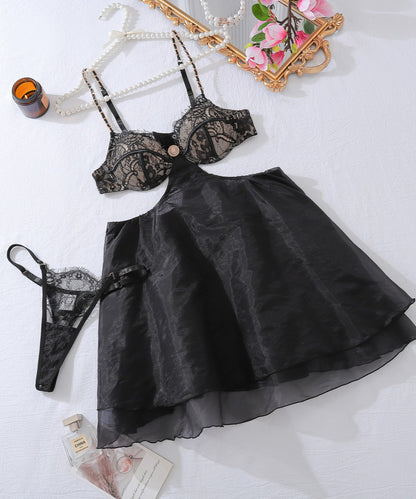 Sultry Eclipse Cutout Babydoll Dress Set