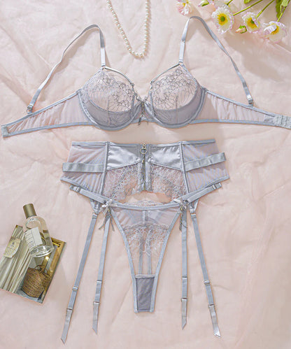 Moonlit Siren Silver Mesh Lingerie Set