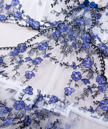 Twilight Meadow Embroidered Lingerie Set