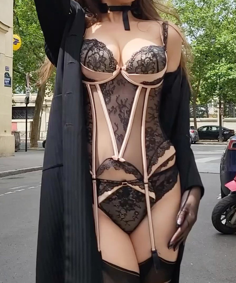 Moonlit Allure Corset Lingerie Set