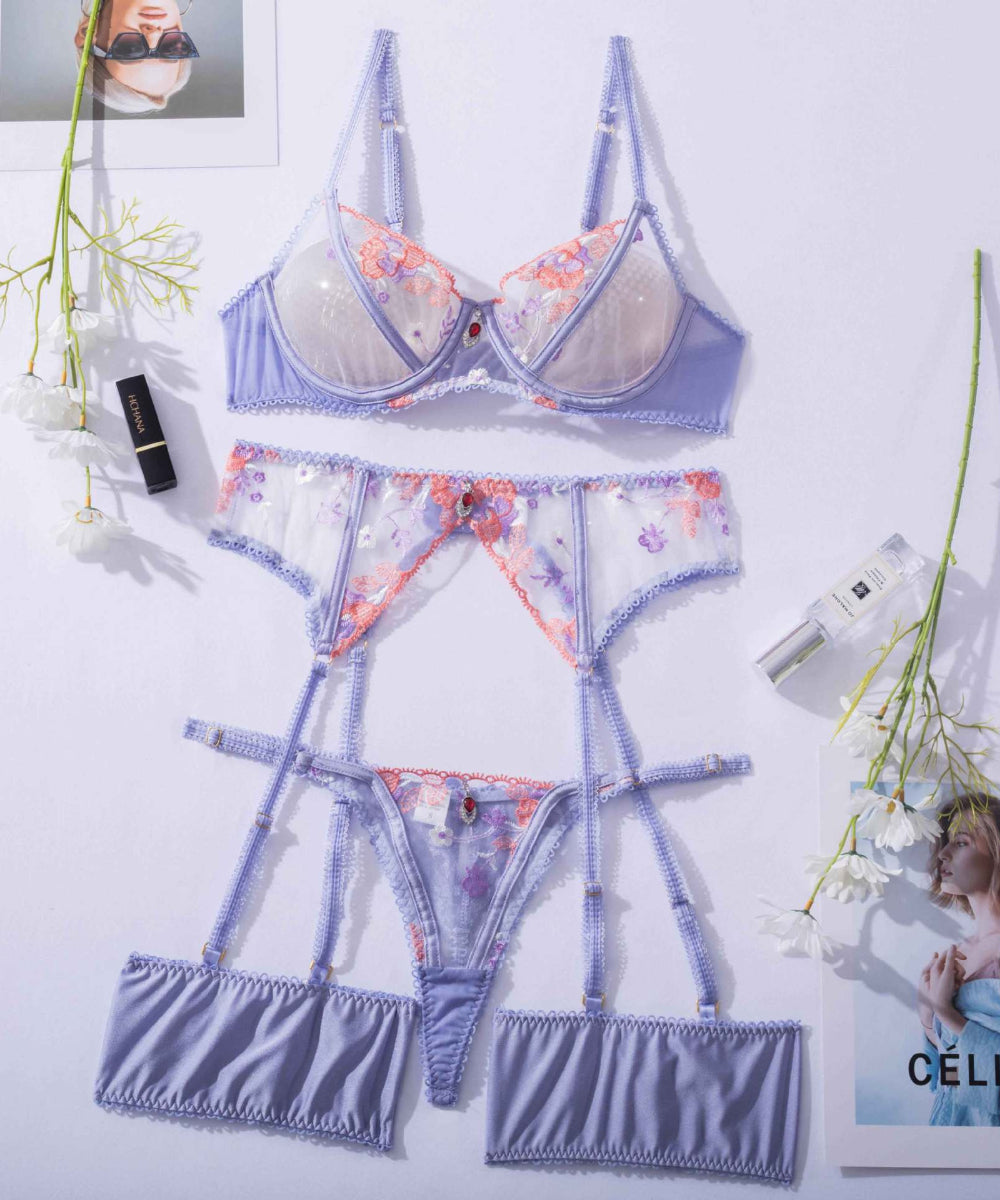 Mystic Orchid Floral Lingerie Set