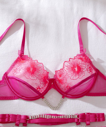Fuchsia Desire Rhinestone Lingerie Set