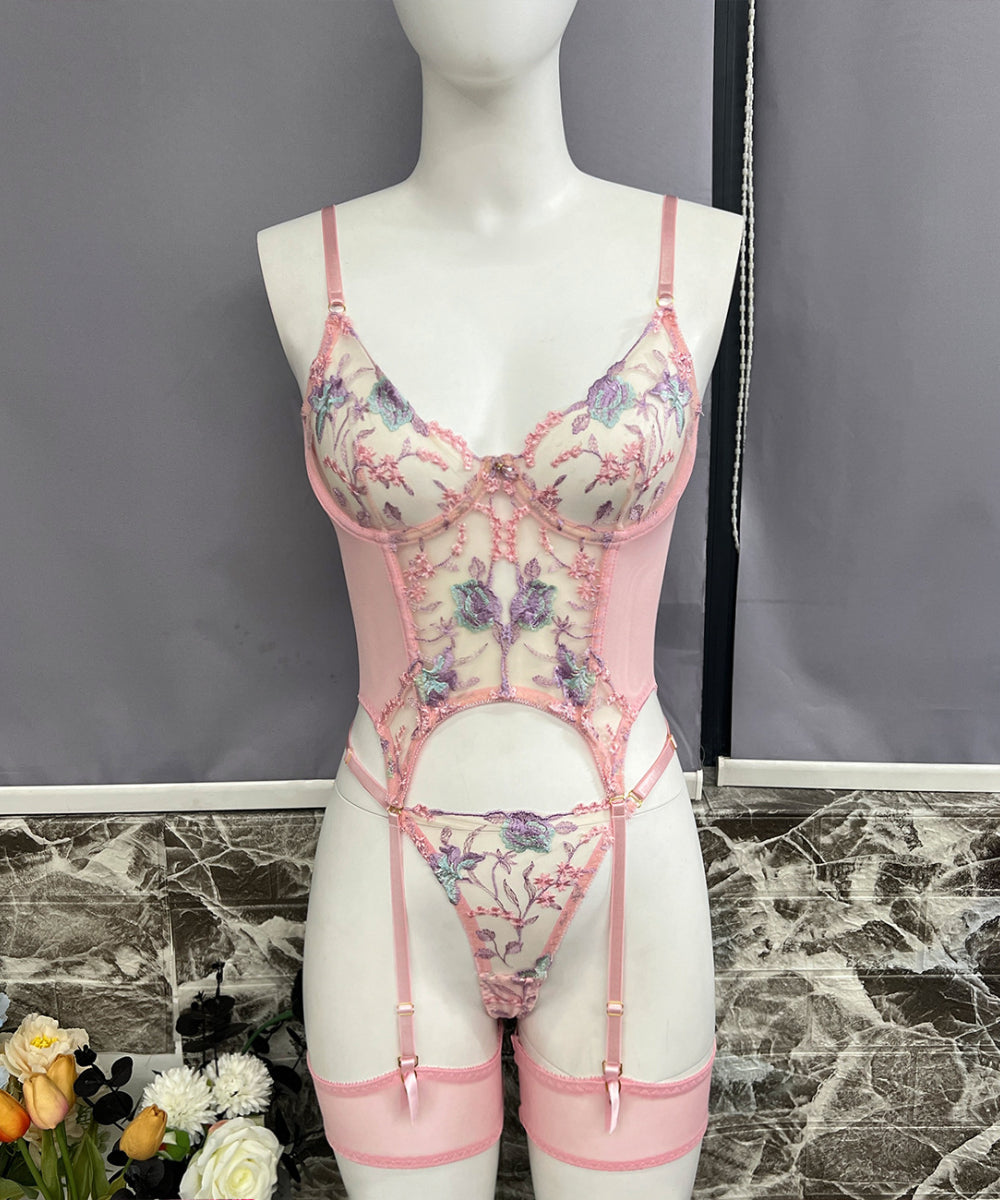Chateau Allure Embroidered Bustier Set (Multi colors)