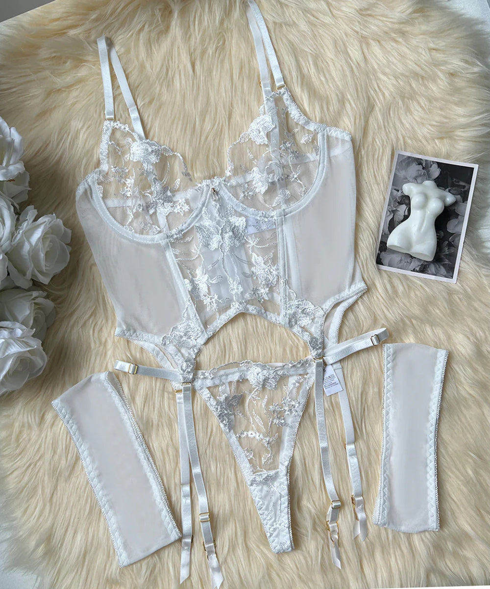 Chateau Allure Embroidered Bustier Set (Multi colors)