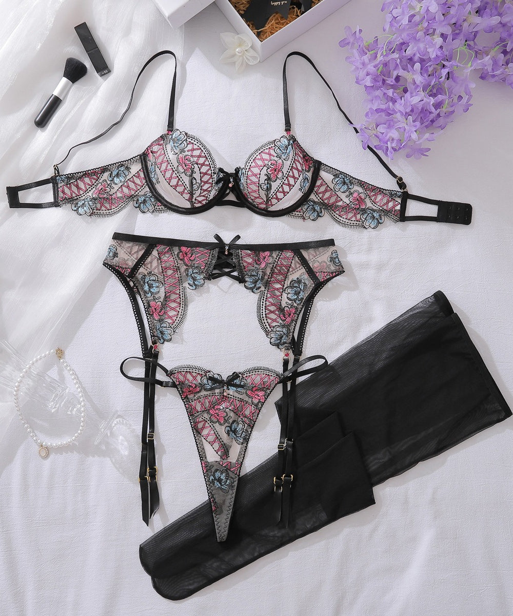 Midnight Envy Floral Lingerie Set