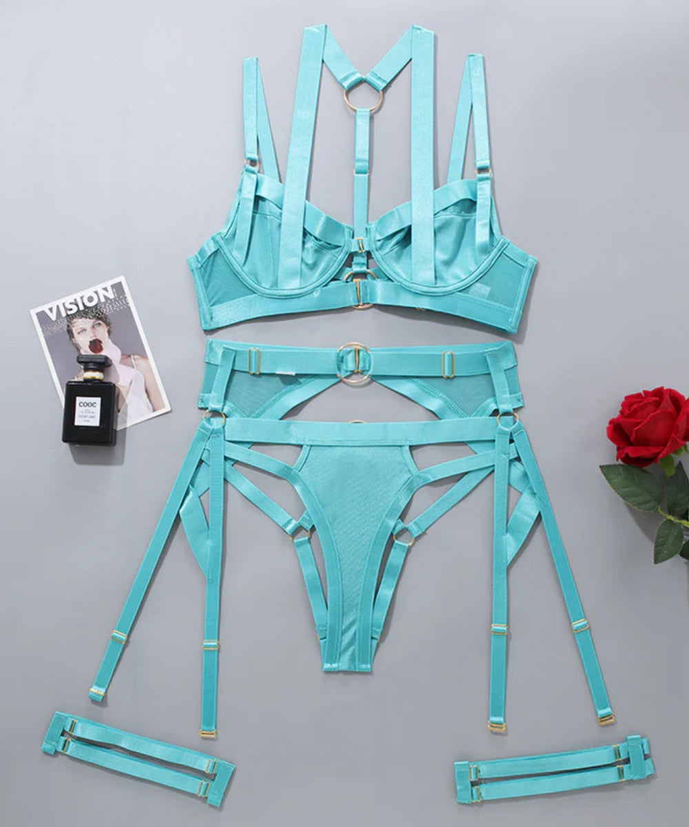 Siren Straps Strappy Satin Lingerie Set