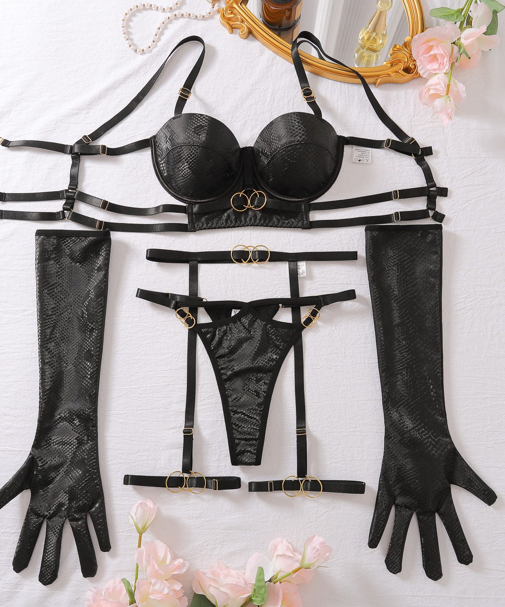 Midnight Serpent Strappy Lingerie Set