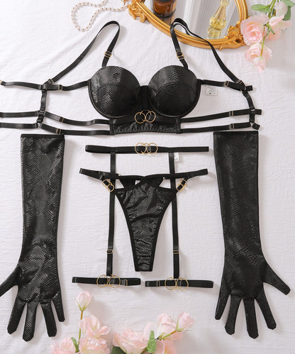 Midnight Serpent Strappy Lingerie Set