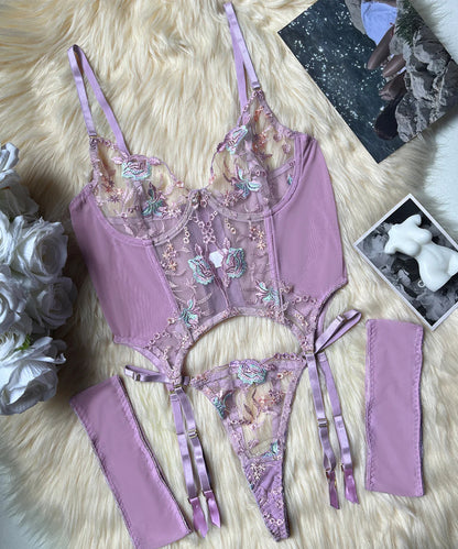 Chateau Allure Embroidered Bustier Set (Multi colors)